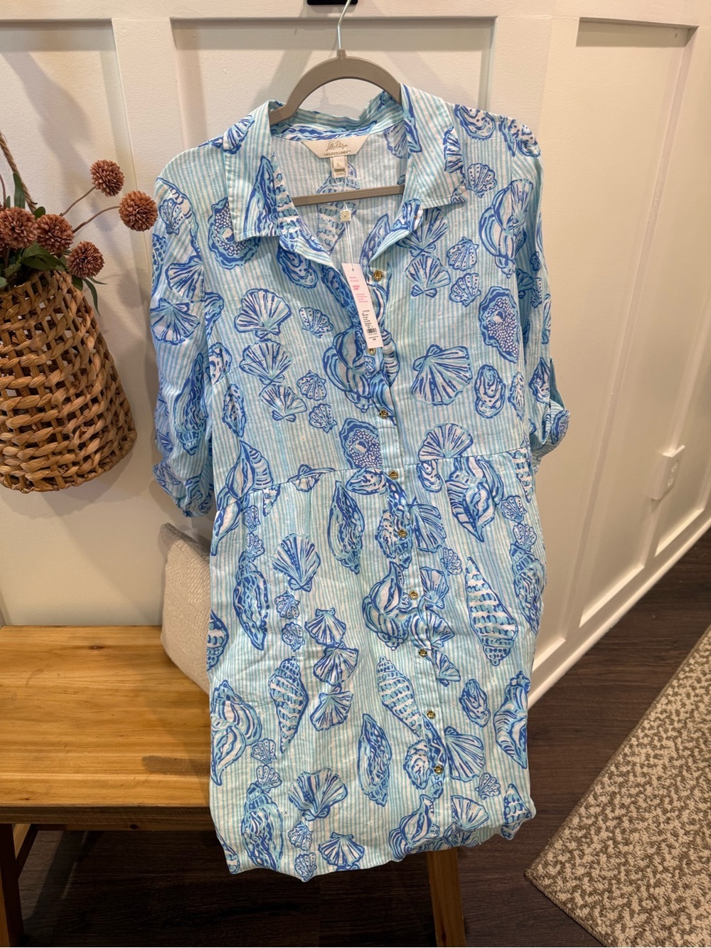 Lilly Pulitzer Blue Shell-Print Mini Dress